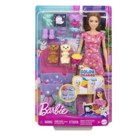 BARBIE PAPUSA BARBIE FAMILY SET PETRECERE CU 2 CATELUSI COLOR CHANGE - imagine 2